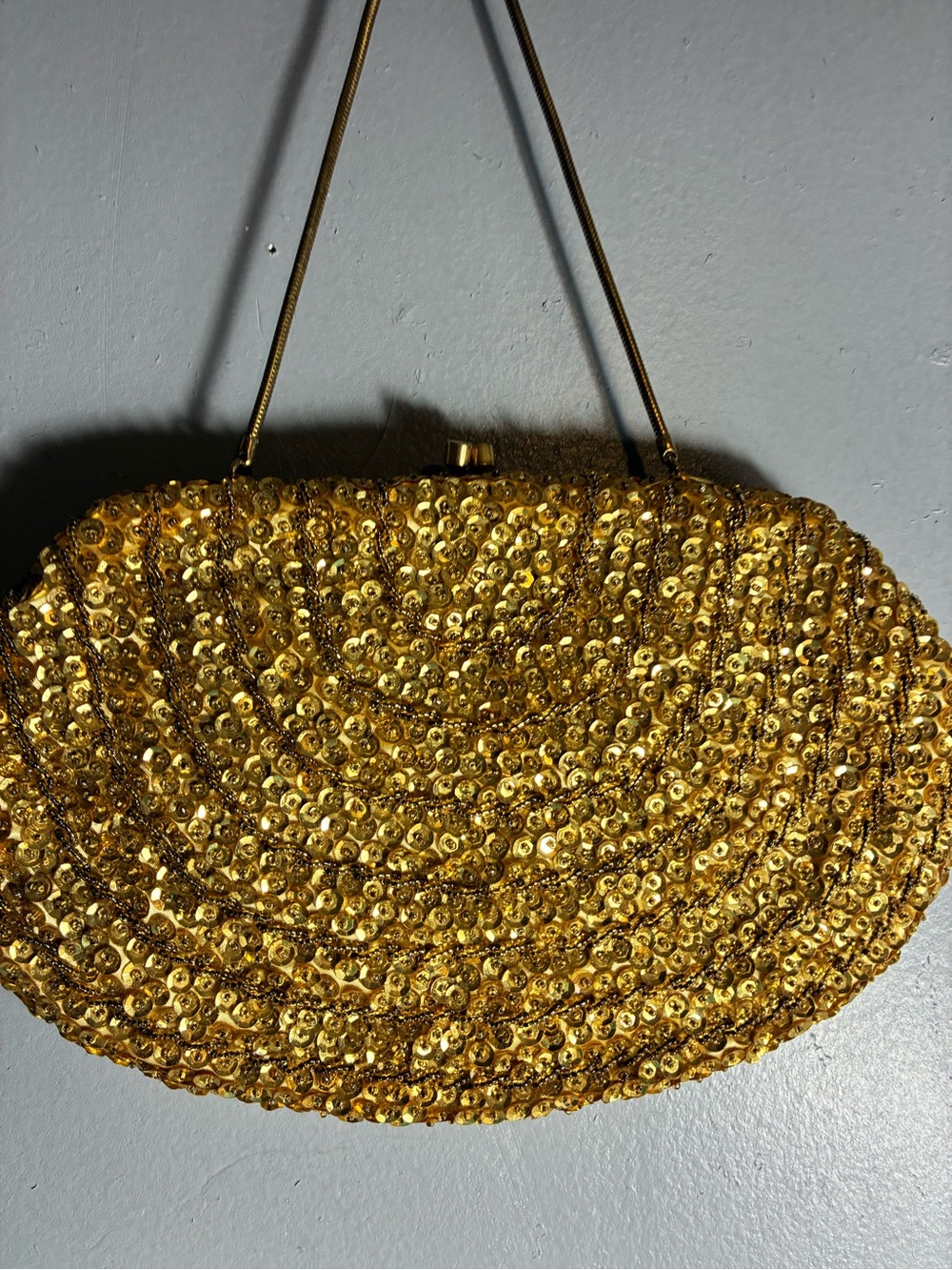 Gold Sequin Evening Clutch - Elegant Women's vintage bag